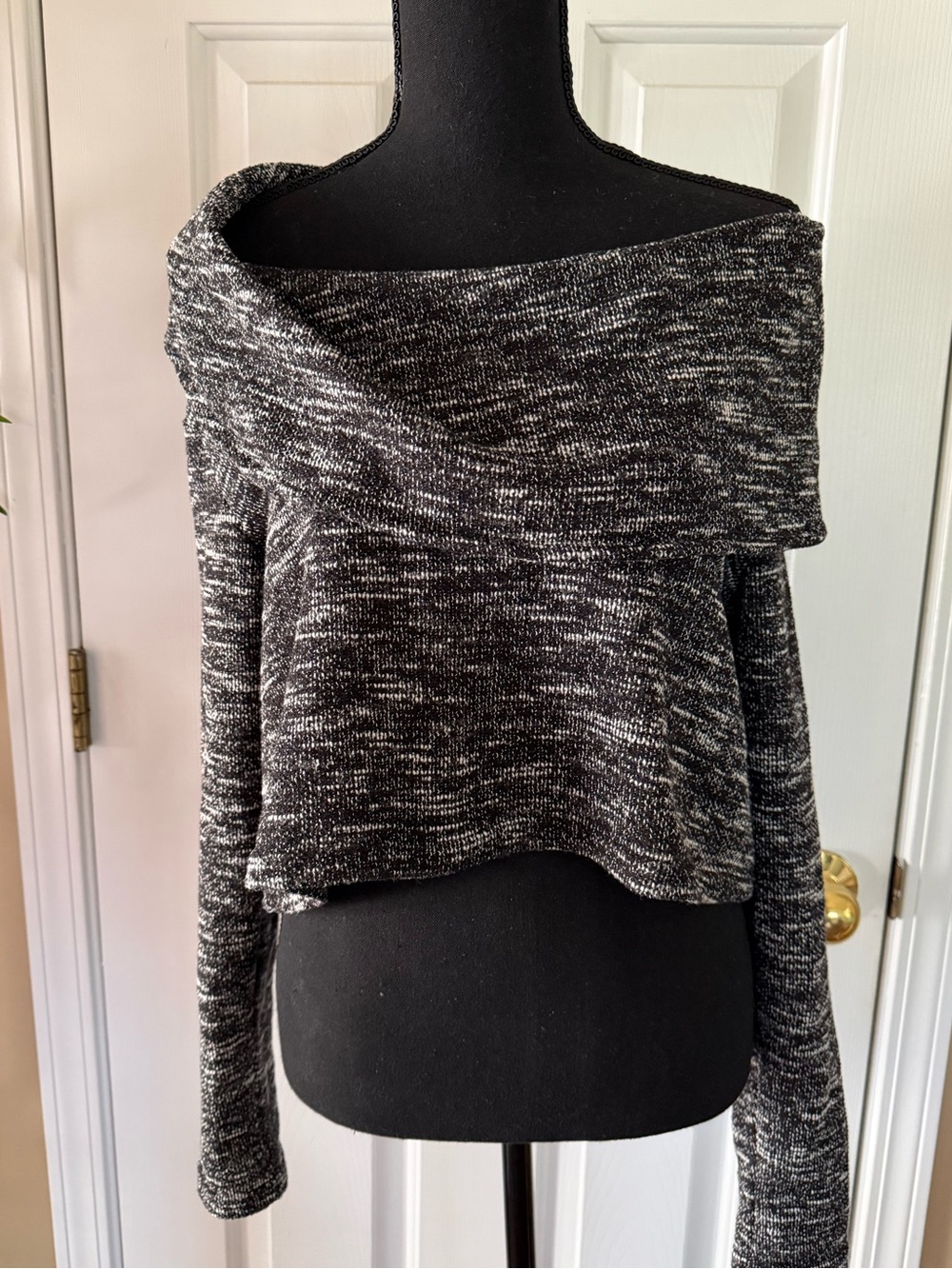 Sympli Black & White Marled Off-the-Shoulder Top